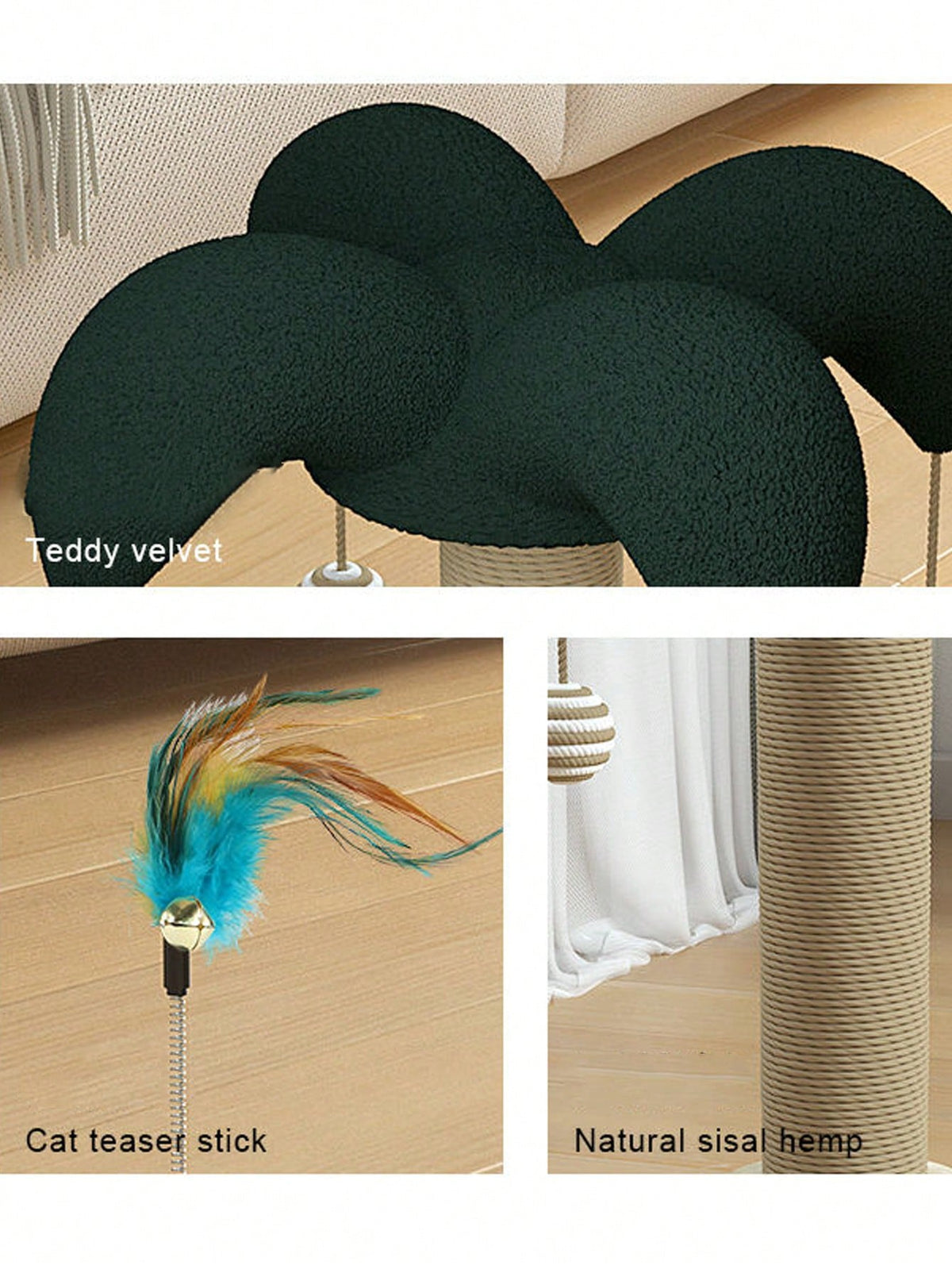 1pc Cat Climbing Tree With Sisal Scratching Post And Solid Wood Frame, Rope And Sisal Scratching Board, Cat Toy