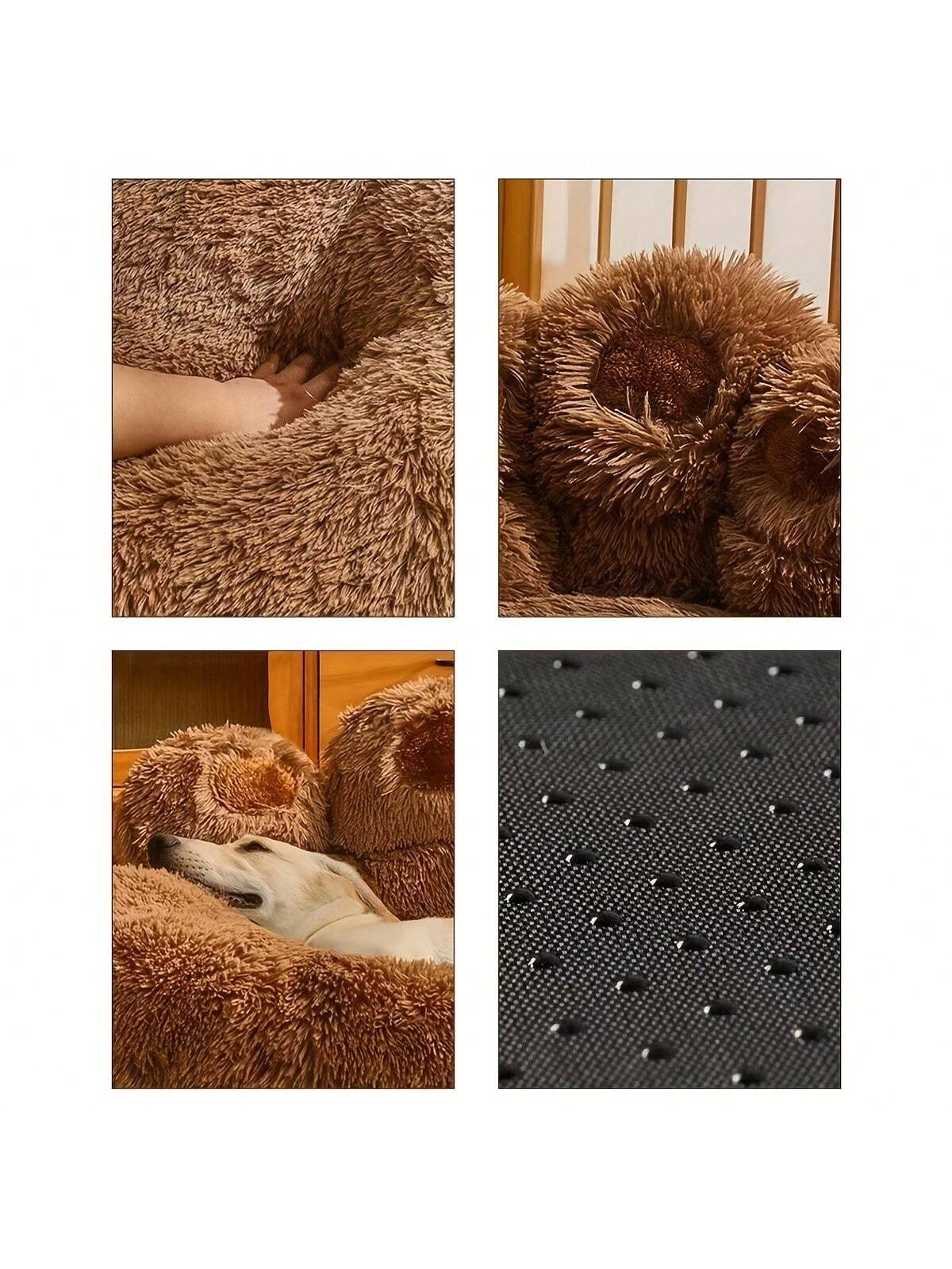 27in 35in 43in Calming Dog Beds For Large Dogs, Faux Fur Donut Cuddler Dog Bed, Round Fluffy Pillow, Washable Pet Bed For Dogs