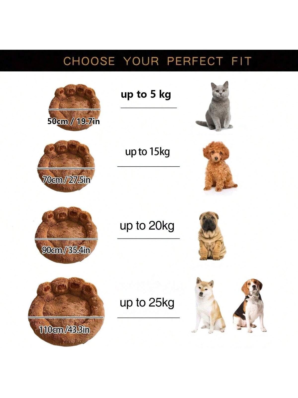 27in 35in 43in Calming Dog Beds For Large Dogs, Faux Fur Donut Cuddler Dog Bed, Round Fluffy Pillow, Washable Pet Bed For Dogs