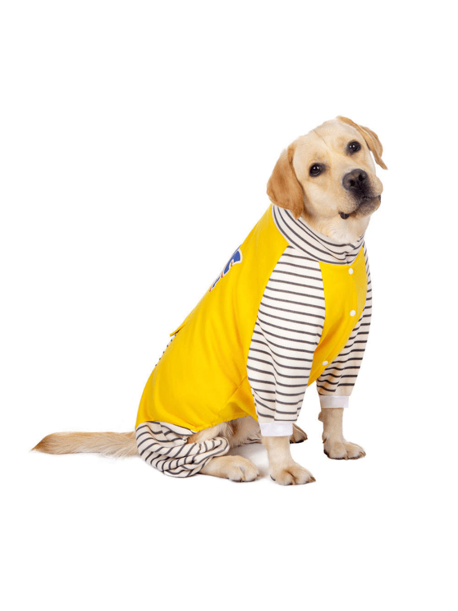 XL-8XL Large Dog Clothes Stripe Turtleneck Dog Jumpsuit Warm Plush Lined Dog Pajamas For Medium Large Dogs Pet Pitbull