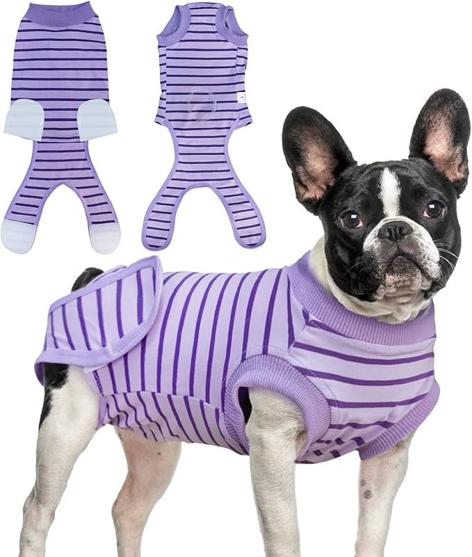 Dog Recovery Suit, Surgical Recovery Suit for Male Female Dogs Cats Spayed Onesie After Surgery, Dog Post Surgery Suit Anti Licking & Biting Surgical Shirt with Pee Hole,Purple Medium