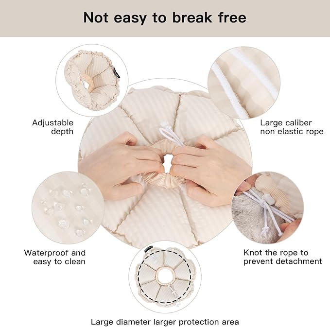 H HIDREAM Soft Cat Cone Collar, Cute Adjustable Cat Recovery Collar,Elizabethan e Collar that can Protect Head and Foot Wounds,Egg White All-Season Style