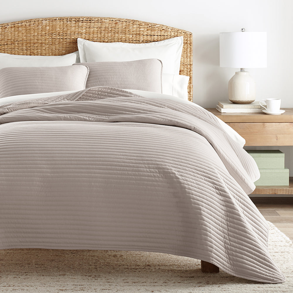 3-Piece Stripe Stitch Quilted Coverlet Set