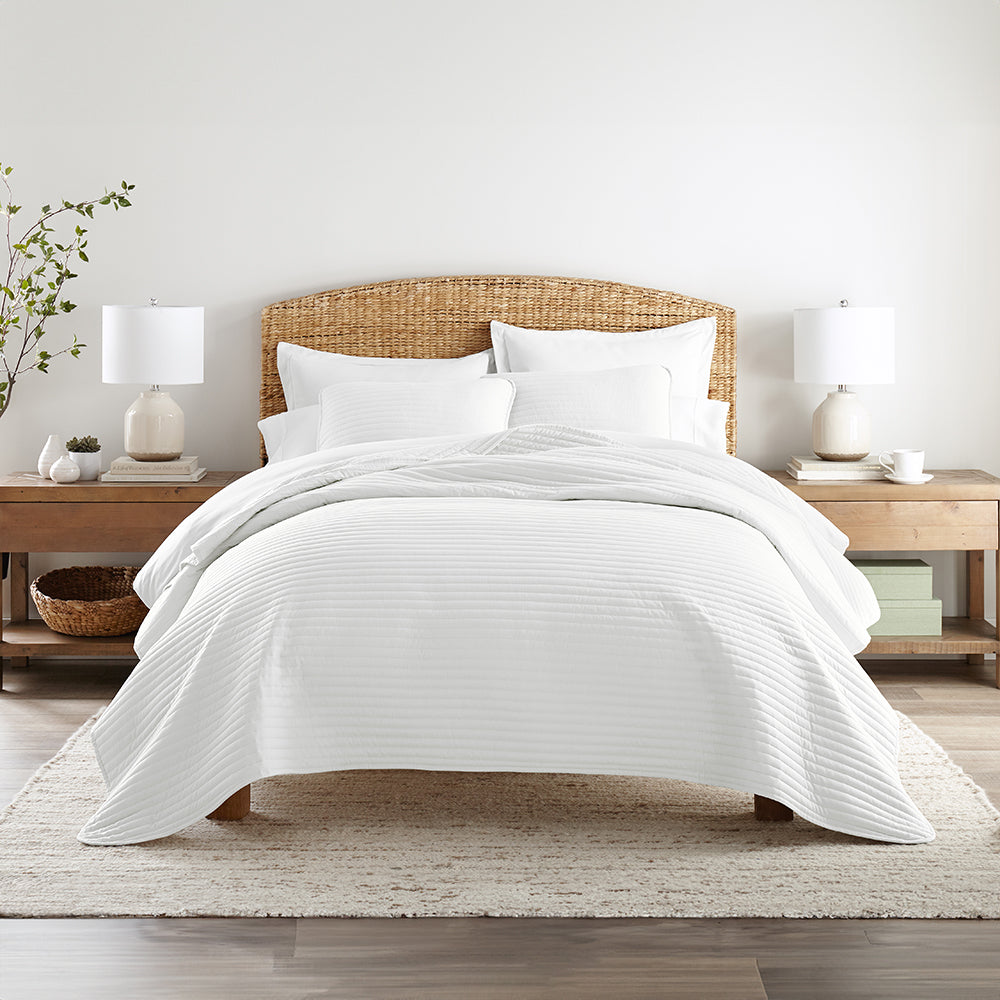 3-Piece Stripe Stitch Quilted Coverlet Set