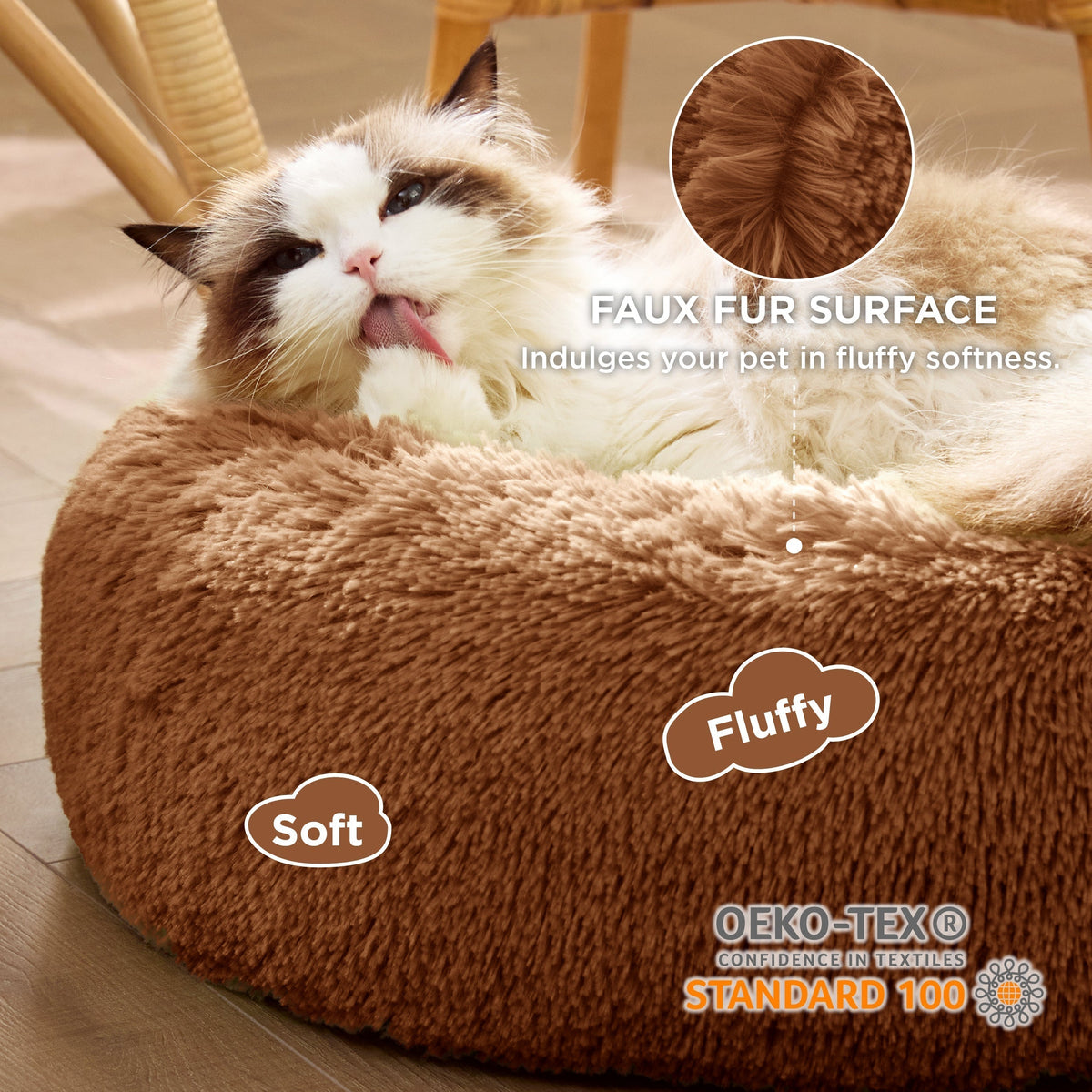 Calming Donut Bed for Dogs and Cats