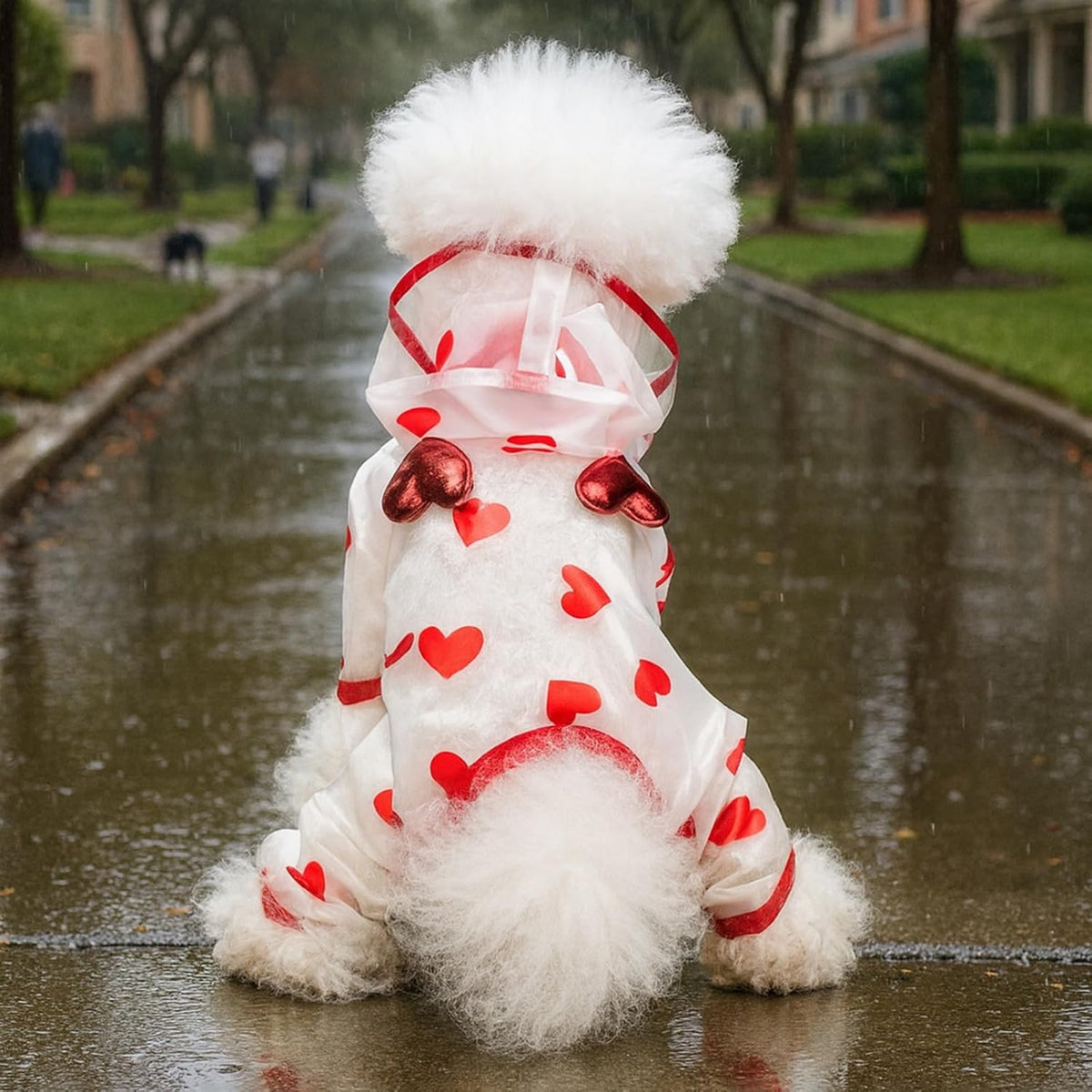 Waterproof Dog Raincoat,Full Coverage 4 Legs Dog Rain Jacket for Small Dogs,Pet Rain Coat with Hood,Reflective Strips&Leash Hole Outdoor Raincoat (Medium(for Weight 5.1-8.1 lb), Blue)