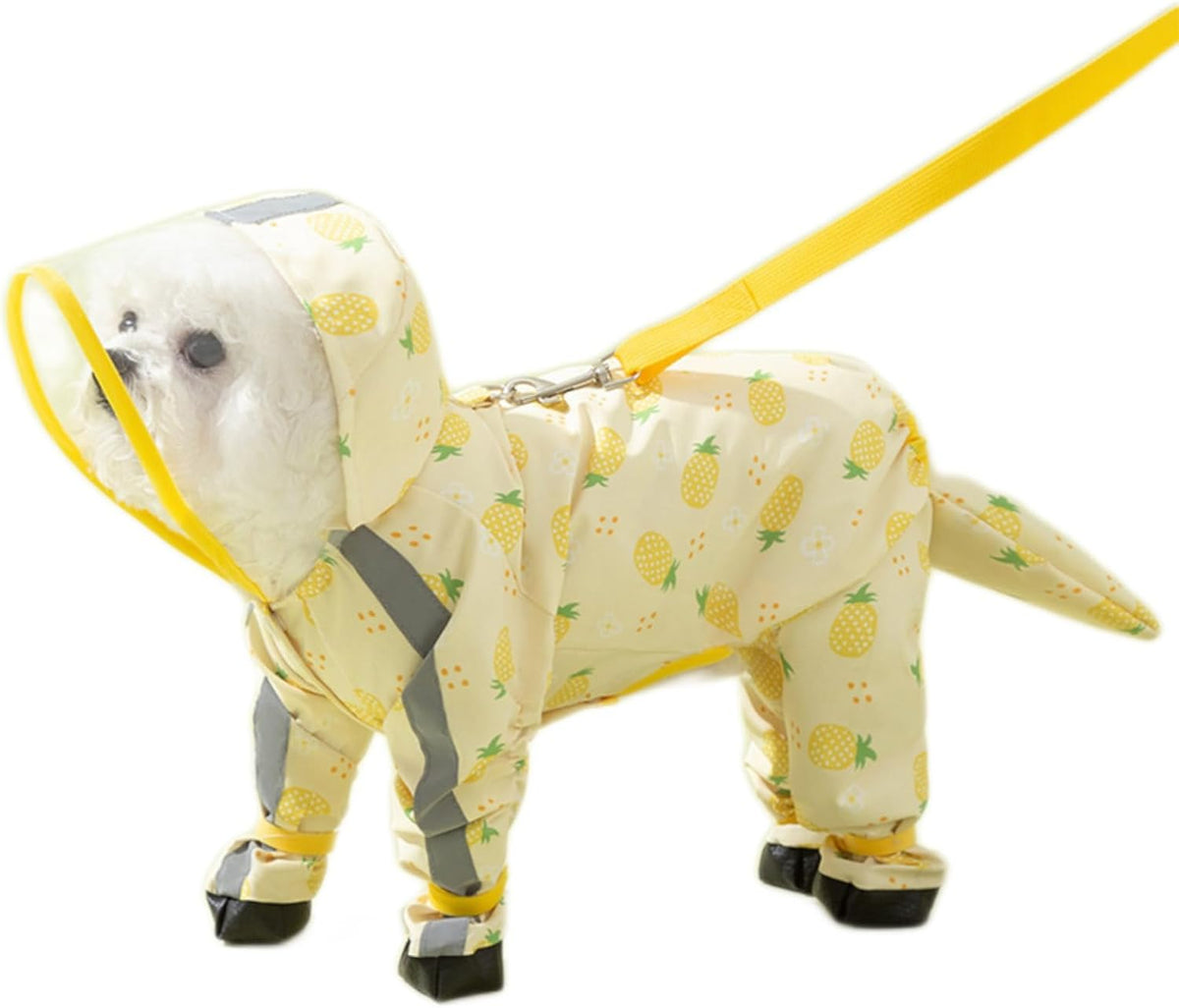 Waterproof Dog Raincoat,Full Coverage 4 Legs Dog Rain Jacket for Small Dogs,Pet Rain Coat with Hood,Reflective Strips&Leash Hole Outdoor Raincoat (Medium(for Weight 5.1-8.1 lb), Blue)