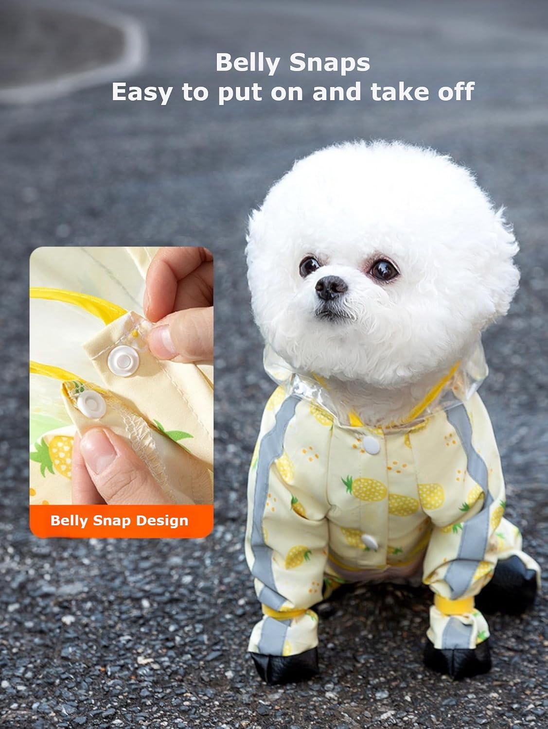 Waterproof Dog Raincoat,Full Coverage 4 Legs Dog Rain Jacket for Small Dogs,Pet Rain Coat with Hood,Reflective Strips&Leash Hole Outdoor Raincoat (Medium(for Weight 5.1-8.1 lb), Blue)
