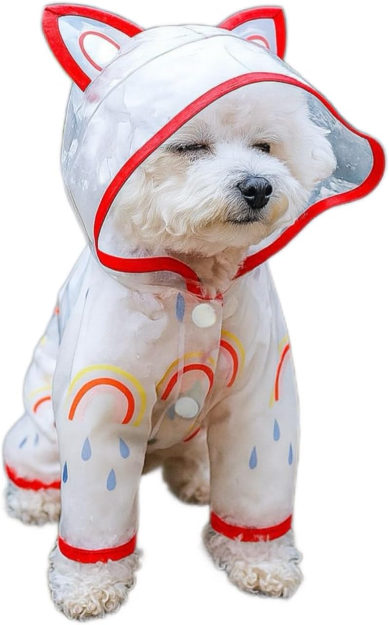 Waterproof Dog Raincoat,Full Coverage 4 Legs Dog Rain Jacket for Small Dogs,Pet Rain Coat with Hood,Reflective Strips&Leash Hole Outdoor Raincoat (Medium(for Weight 5.1-8.1 lb), Blue)