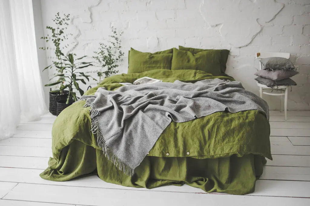 Green Moss Termoregulating Linen Bedding Set
