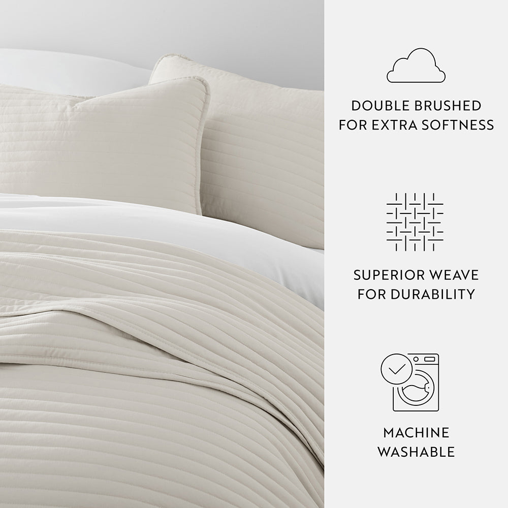 3-Piece Stripe Stitch Quilted Coverlet Set