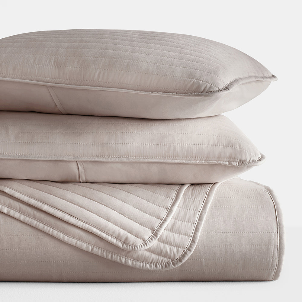 3-Piece Stripe Stitch Quilted Coverlet Set
